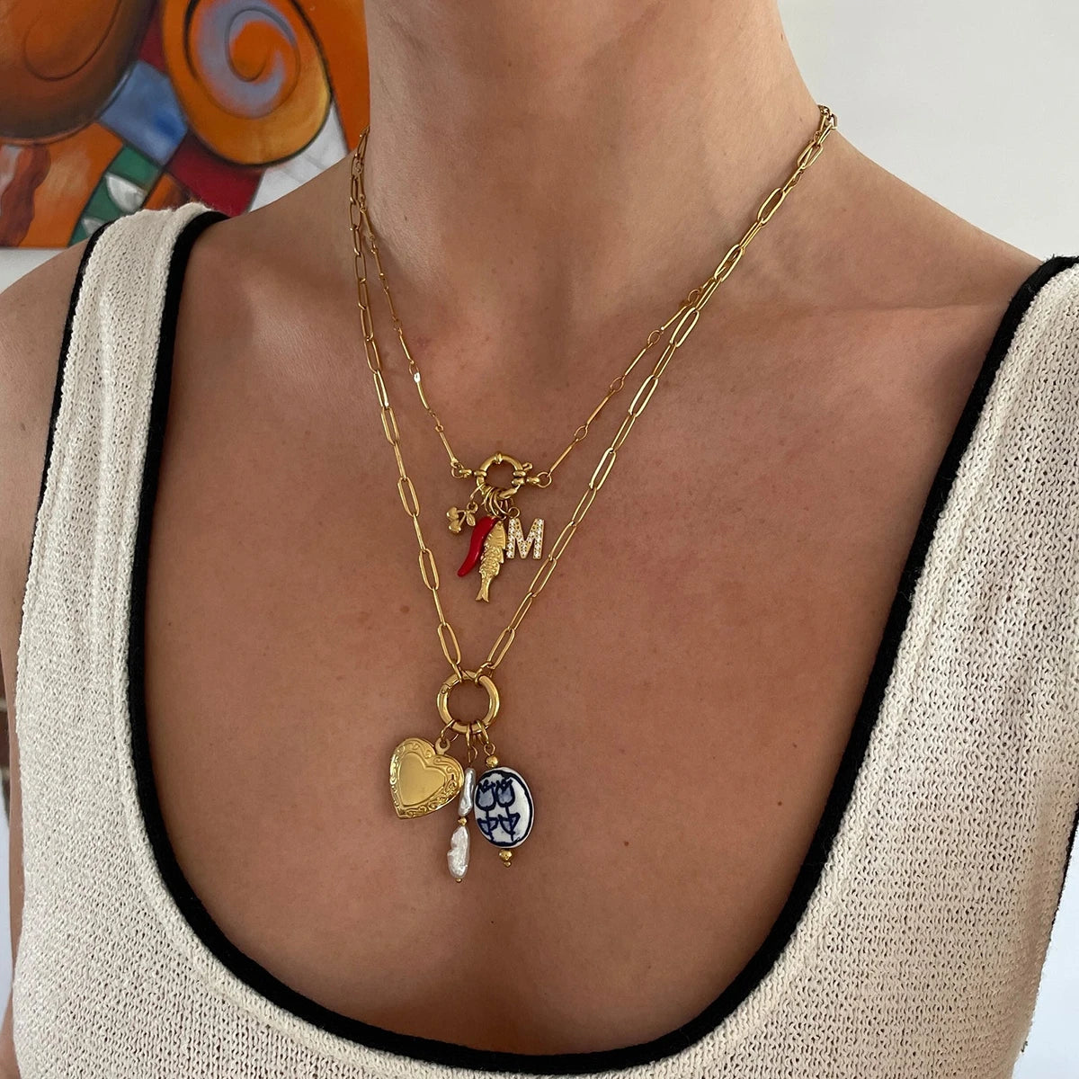 Kika Minimalist Classic Style 18K Gold Color Plated Stainless Steel Paperclip Chain