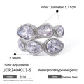 KIKA Waterproof Luxury Shiny Cubic Zirconia Exquisite Stainless Steel 316L Chic Open Ring Adjustable