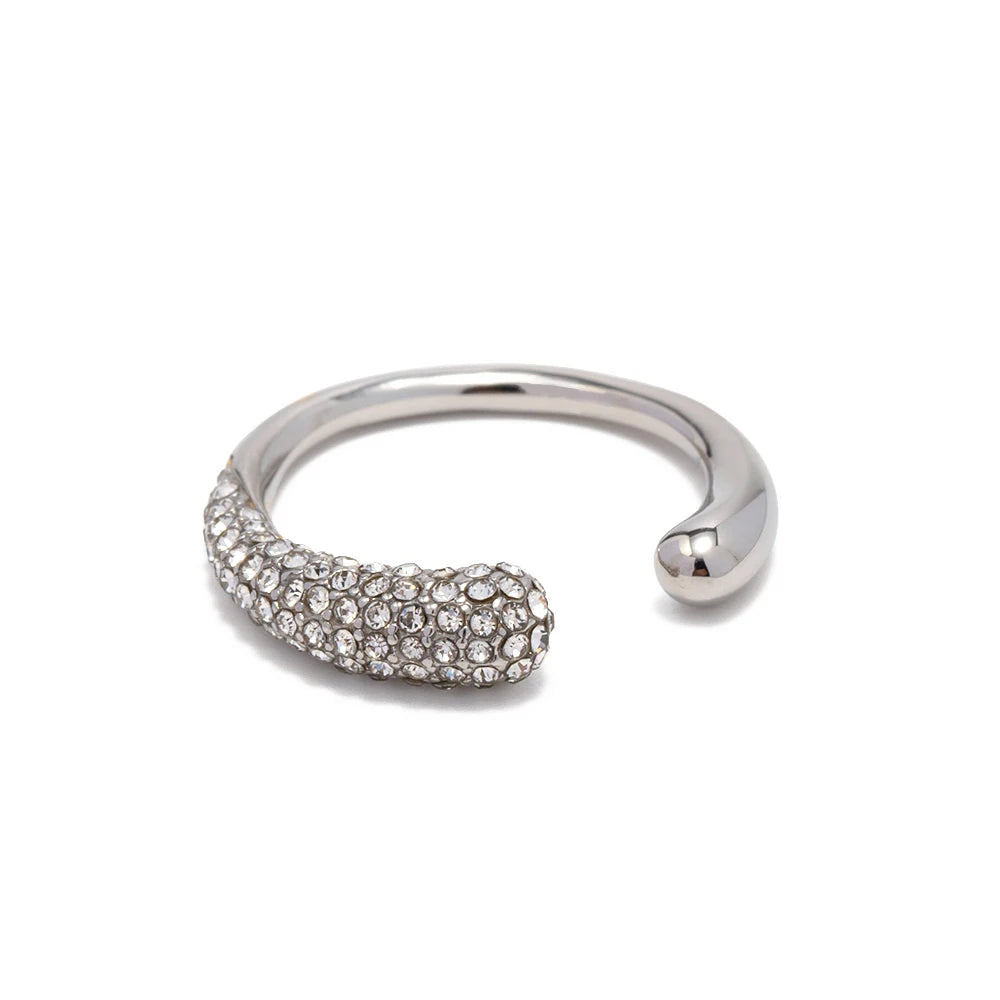 Kika Waterproof Luxury Shiny Cubic Zirconia Exquisite Stainless Steel Chic Open Ring Adjustable