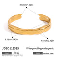 KIKA Minimalist 2Pcs Wave Opening Bracelet 18K Gold Color Plated Stainless Steel Stacked Bracelet Women's Jewelry