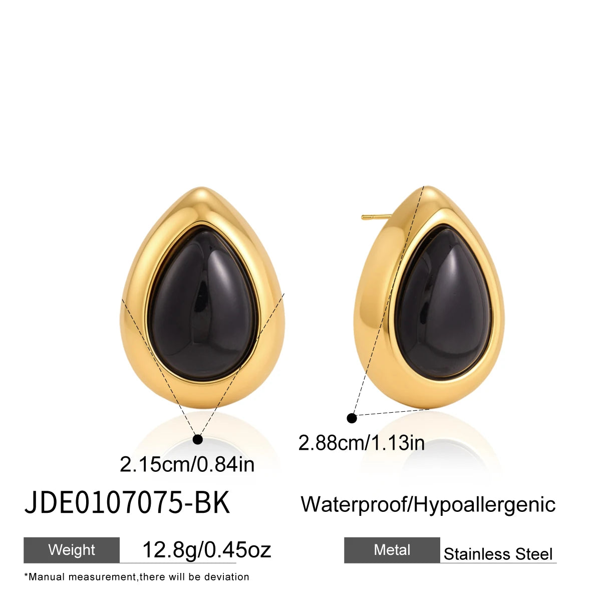 KIKA Vintage Water Drop Resin Earrings For Women Minimalist 18K Gold PVD Plated Stainless Steel Earrings Fashion Jewelry Gift