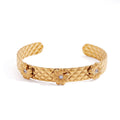 KIKA Classic Daisy Flower Bracelet With White Zircon Accents Jewelry Set For Women Gold Plated Stainless Steel Layered Jewelry