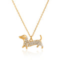Cute Hug Dog Cat Pet Pendant Rhinestone Necklace