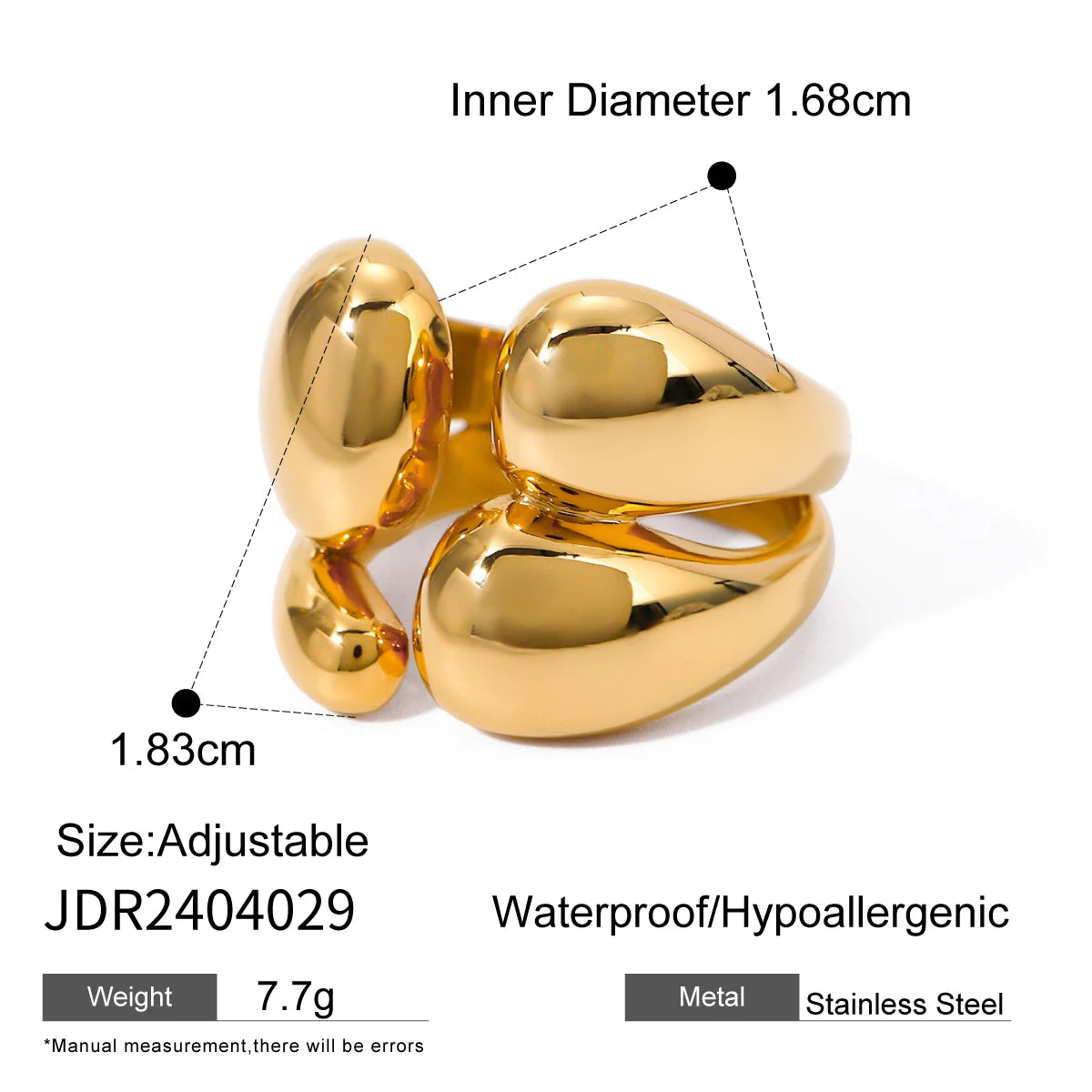 Kika Metallic Stainless Steel Minimalism Fashion Chic Ring