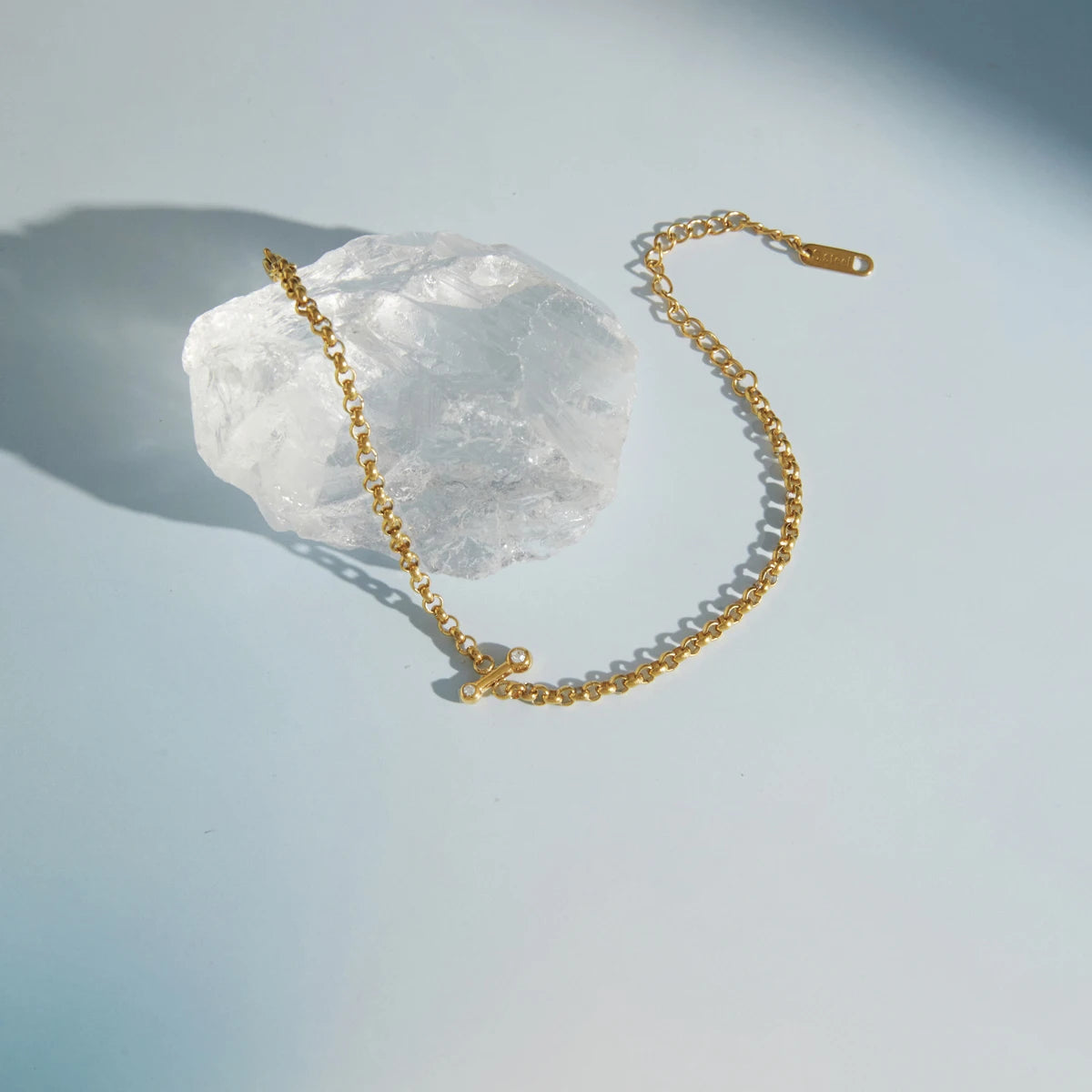 Kika Delicate White Geometric Zircon Stick Paperclip Chain Bracelet