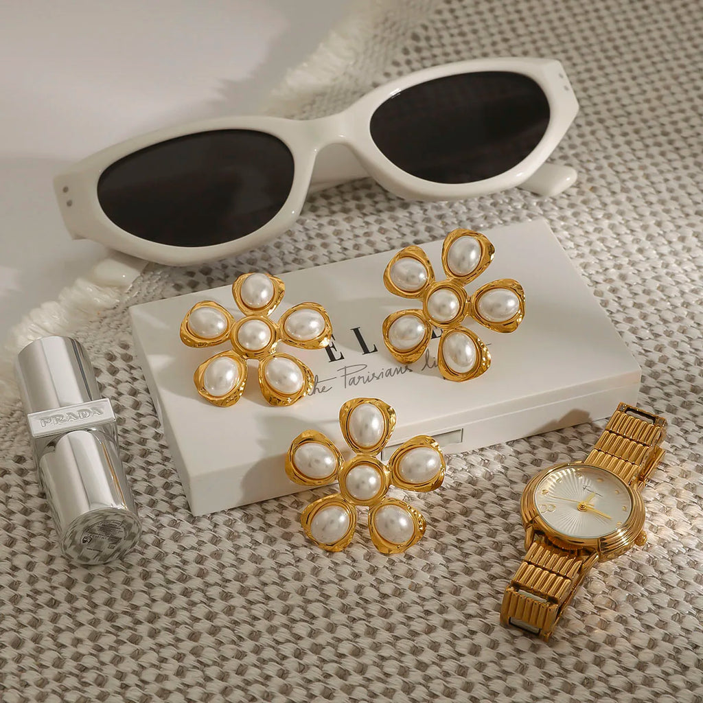 KIKA Fashion Pearl Flower Ring Stainless Steel 316L
