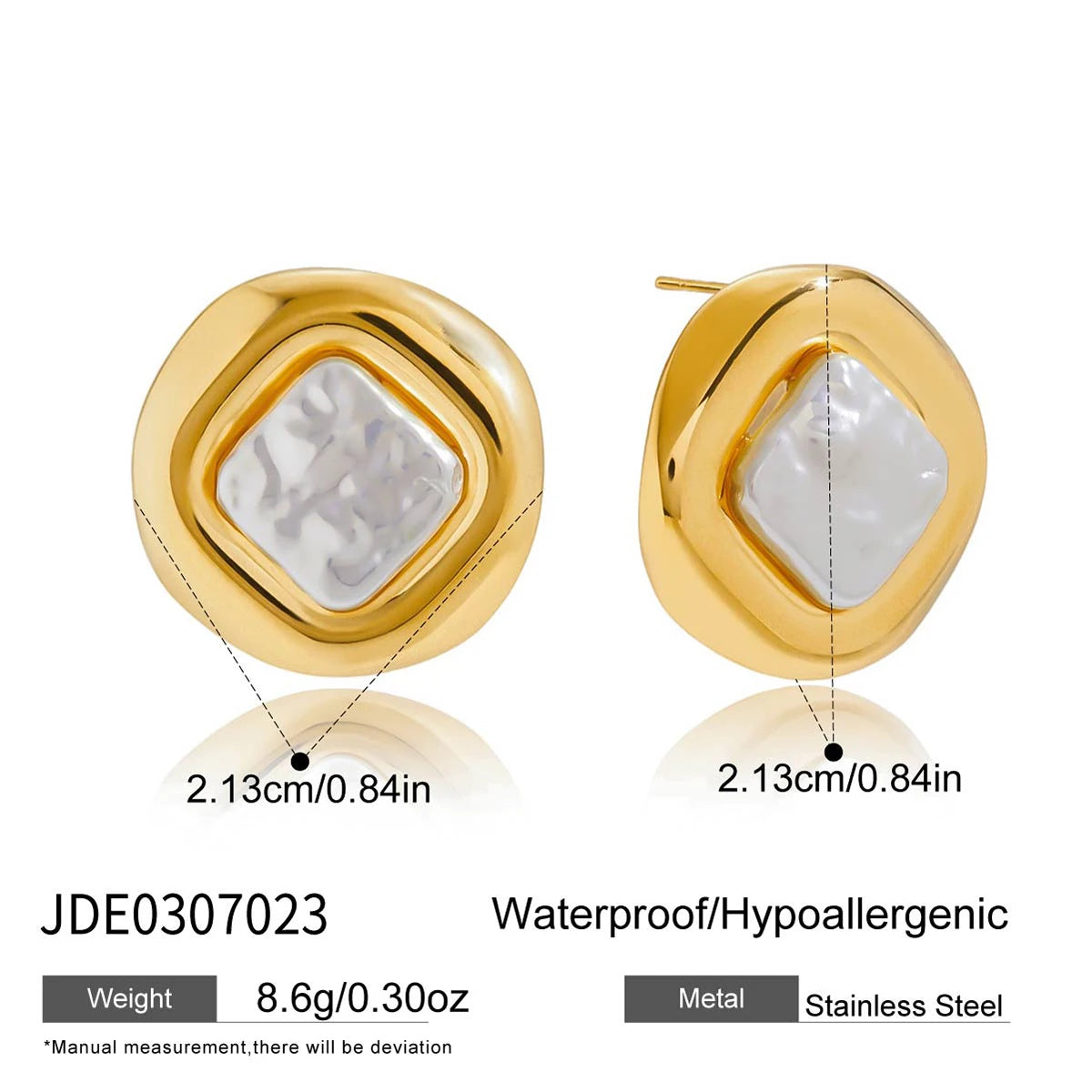 KIKA Vintage Elegant 18K Gold Color PVD Plated Stainless Steel 316L Resin Pearl Zircon Maple Leaf Earrings