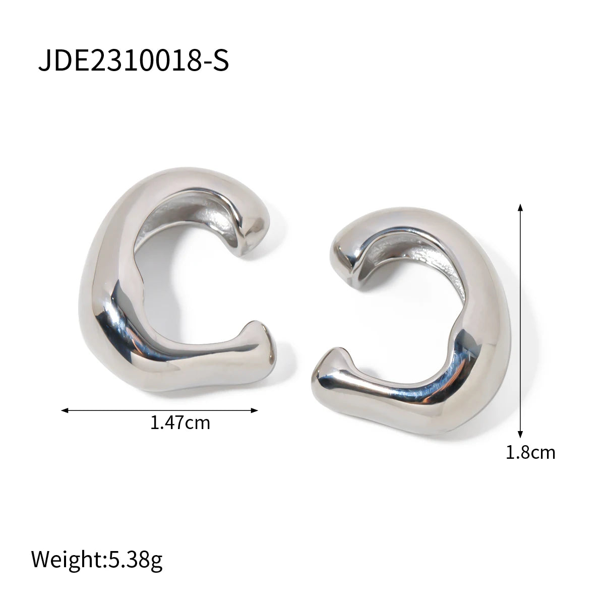 KIKA Stainless Steel 316L Punk Hip Hop Ear Clip Round Geometric Hoop Earrings Retro Gold Party Personalized