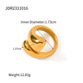 Kika 18k Gold Plated Stainless Steel Water Drop Glossy Open Cross Ring Metal Texture Waterproof Daily Stylish Golden Jewelry