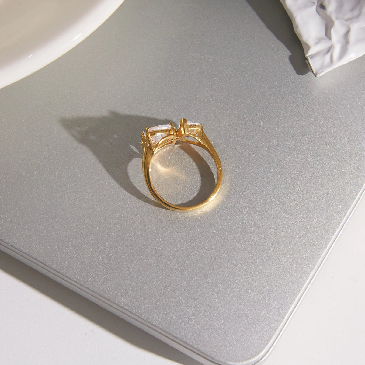 KIKA Water Drop Zircon Open Rings 18K Gold PVD Plated Stainless Steel 316L