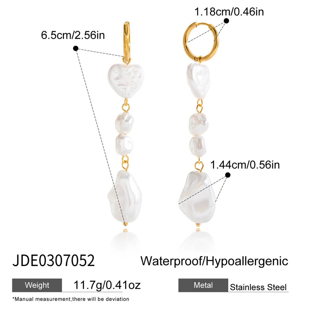 Heart-Shaped Pearl Shaped Acrylic Pearl Tassel Earrings