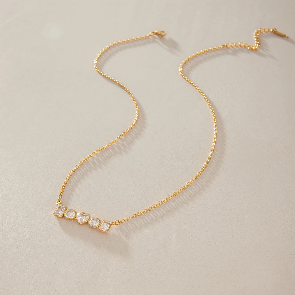 KIKA  Elegant Geometric Zircon Pendant Necklace Stainless Steel 316L