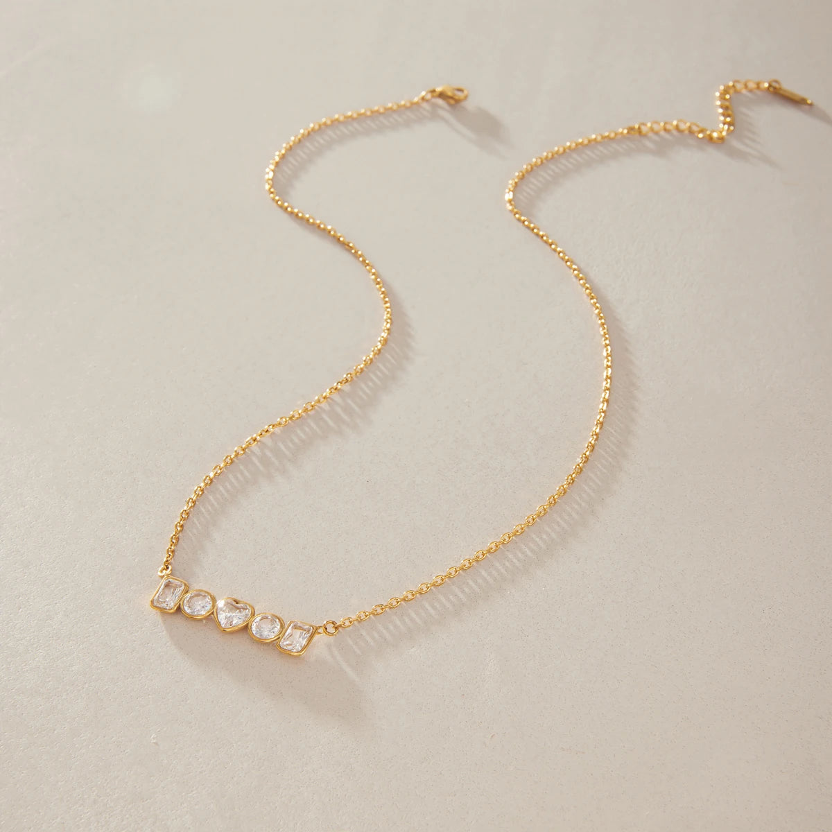 KIKA  Elegant Geometric Zircon Pendant Necklace Stainless Steel 316L