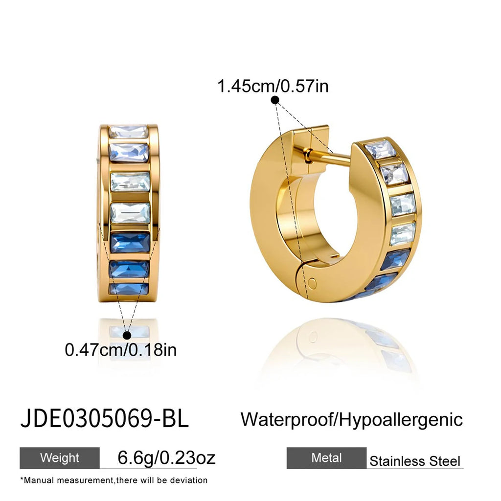 KIKA  Delicate Crystal Clip Earrings 18K Gold PVD Plated Stainless Steel 316L