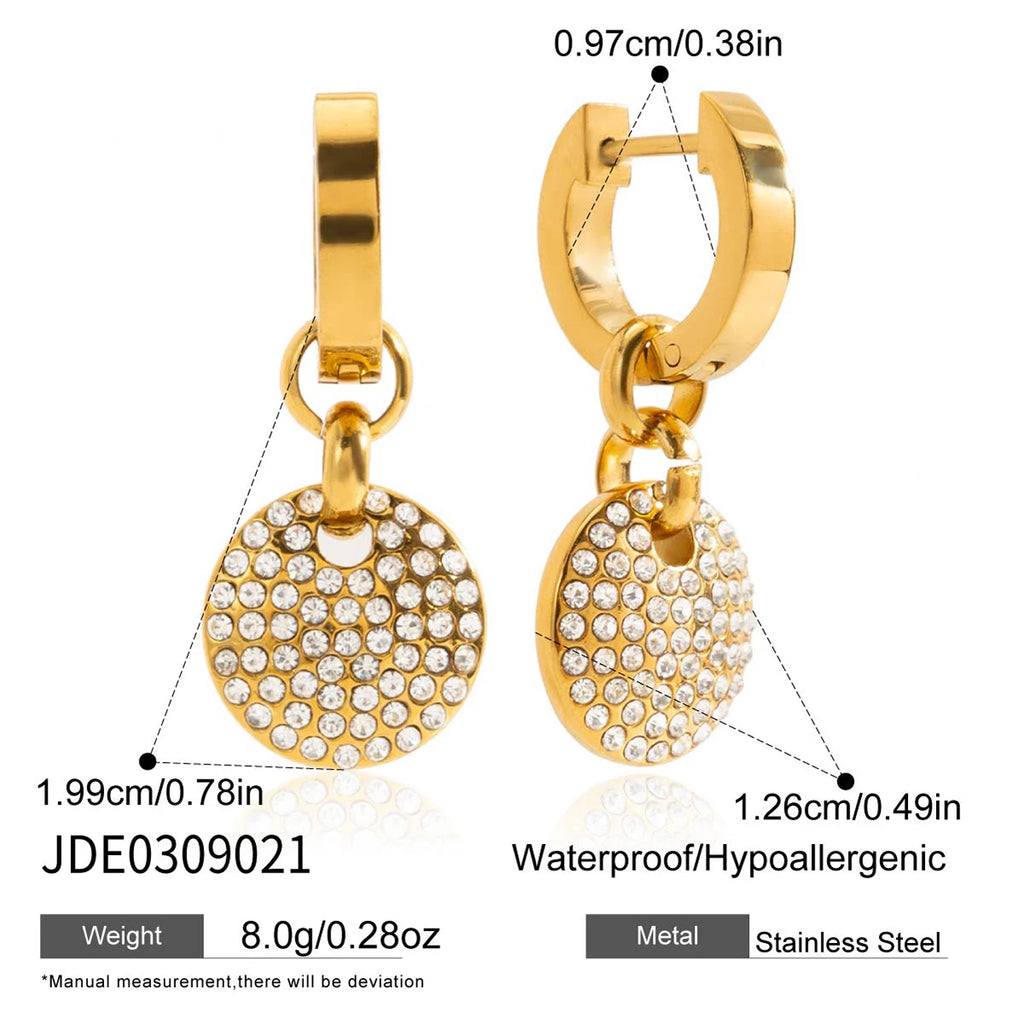 Full Rhinestones Round Pendant Earrings
