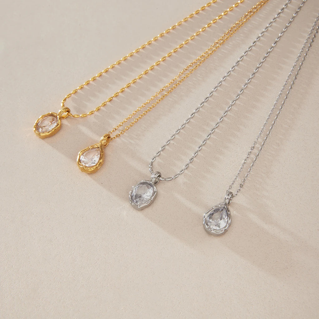 Kika Classic Geometric Zircon Pendant Necklace Minimalist 18K Gold Plated Stainless Steel 316L