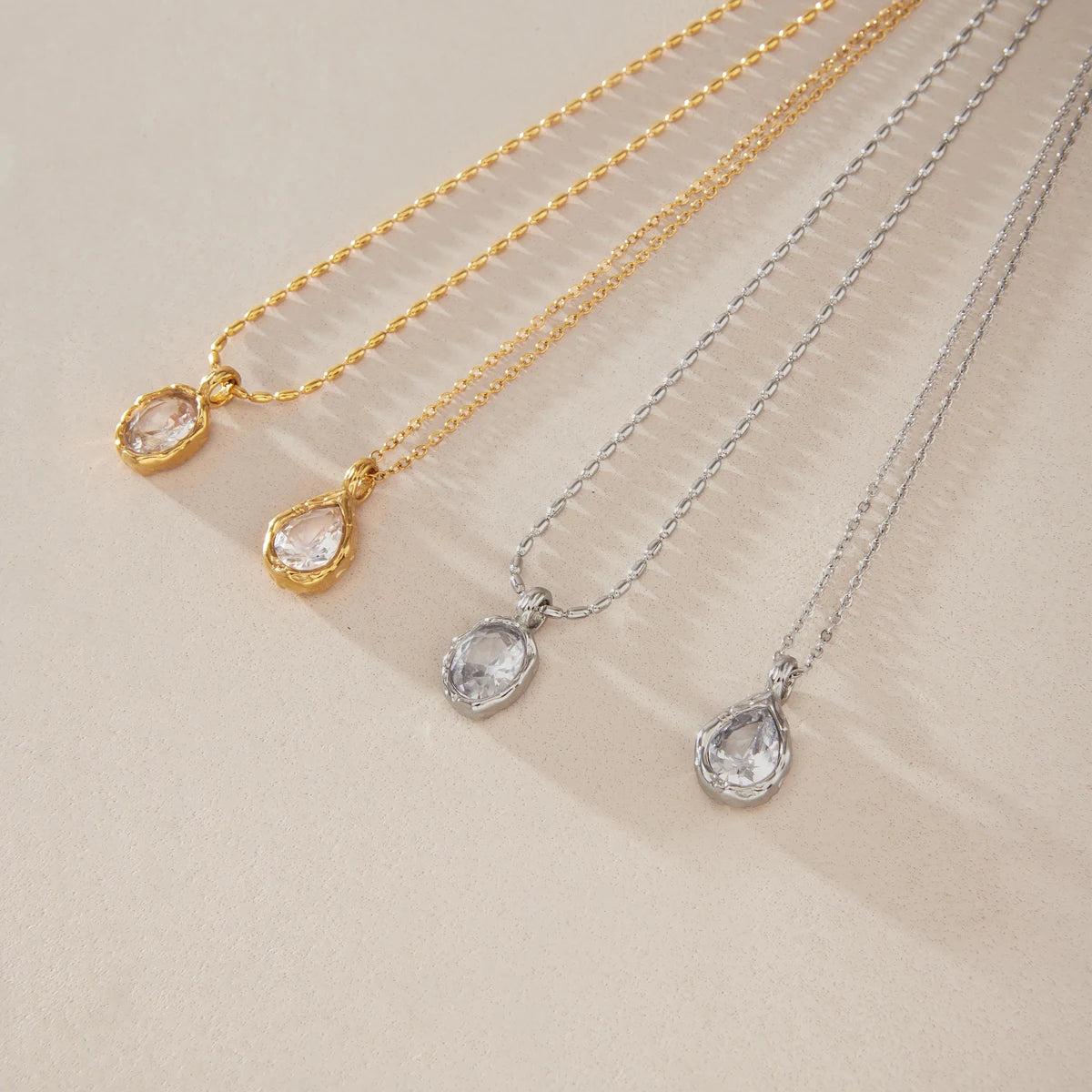 Kika Classic Geometric Zircon Pendant Necklace Minimalist 18K Gold Plated Stainless Steel 316L