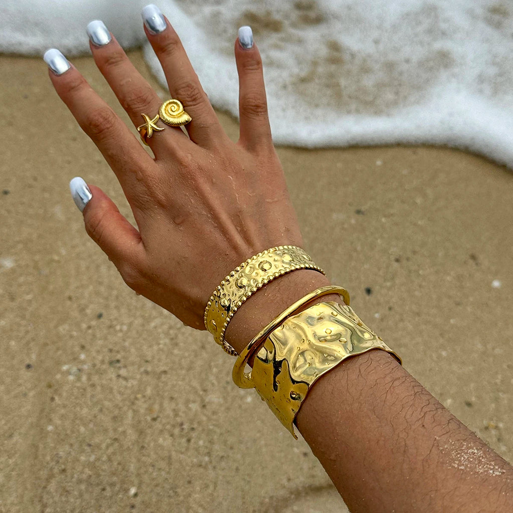 Kika Exaggerated Hammered Dainty Cuff Bracelets Adjustable
