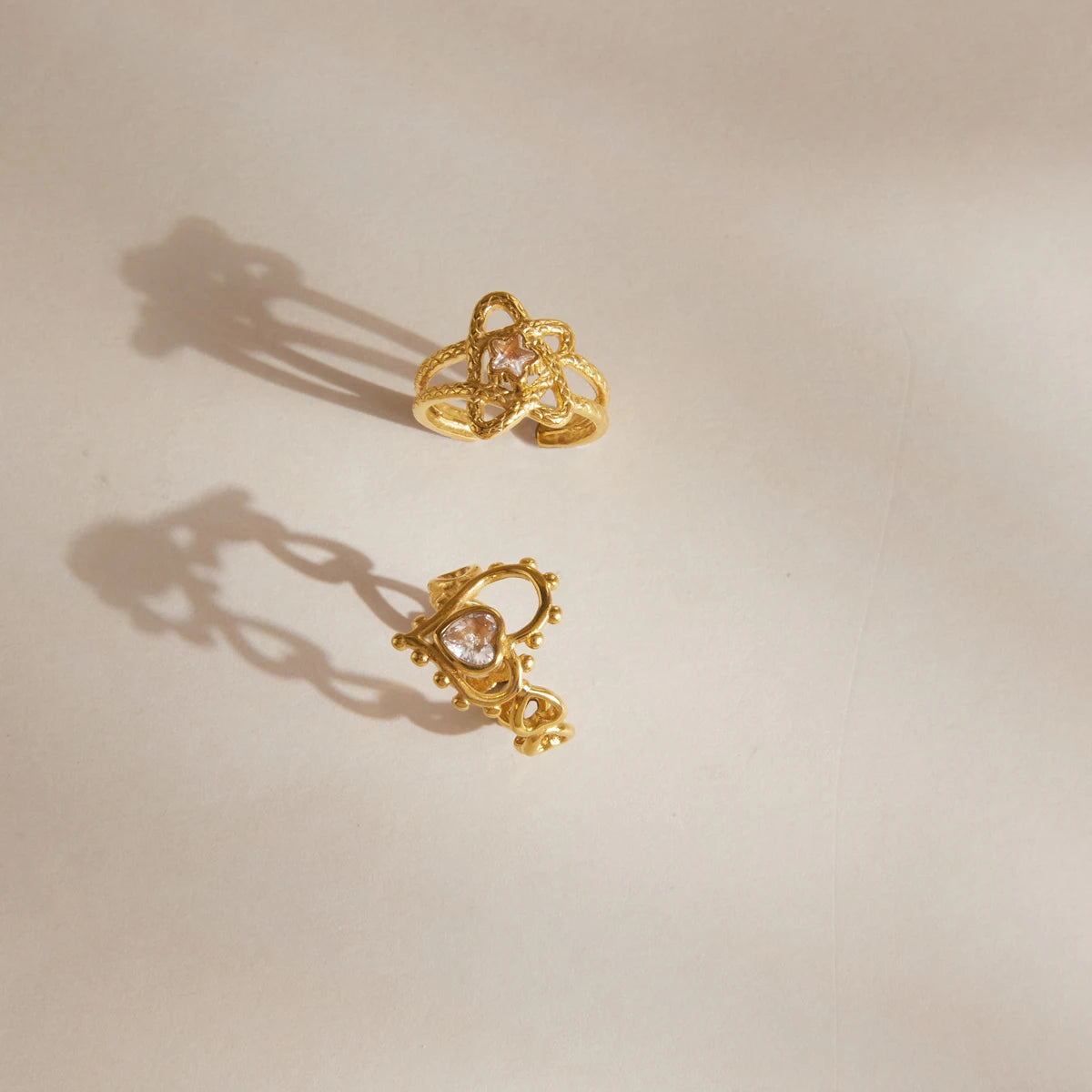 Kika Star Heart Zircon Hollow Open Rings