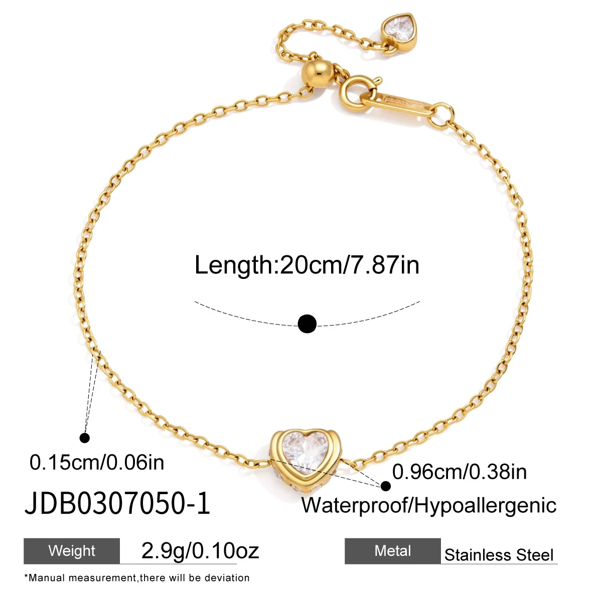 KIKA Classic Geometric Zircon Bracelet For Women Minimalist 18K Gold PVD Plated Stainless Steel 316L
