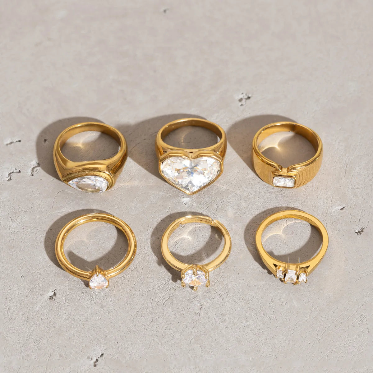Kika Delicate Geometric Zircon Rings Gold PVD Plated Stainless Steel 316L