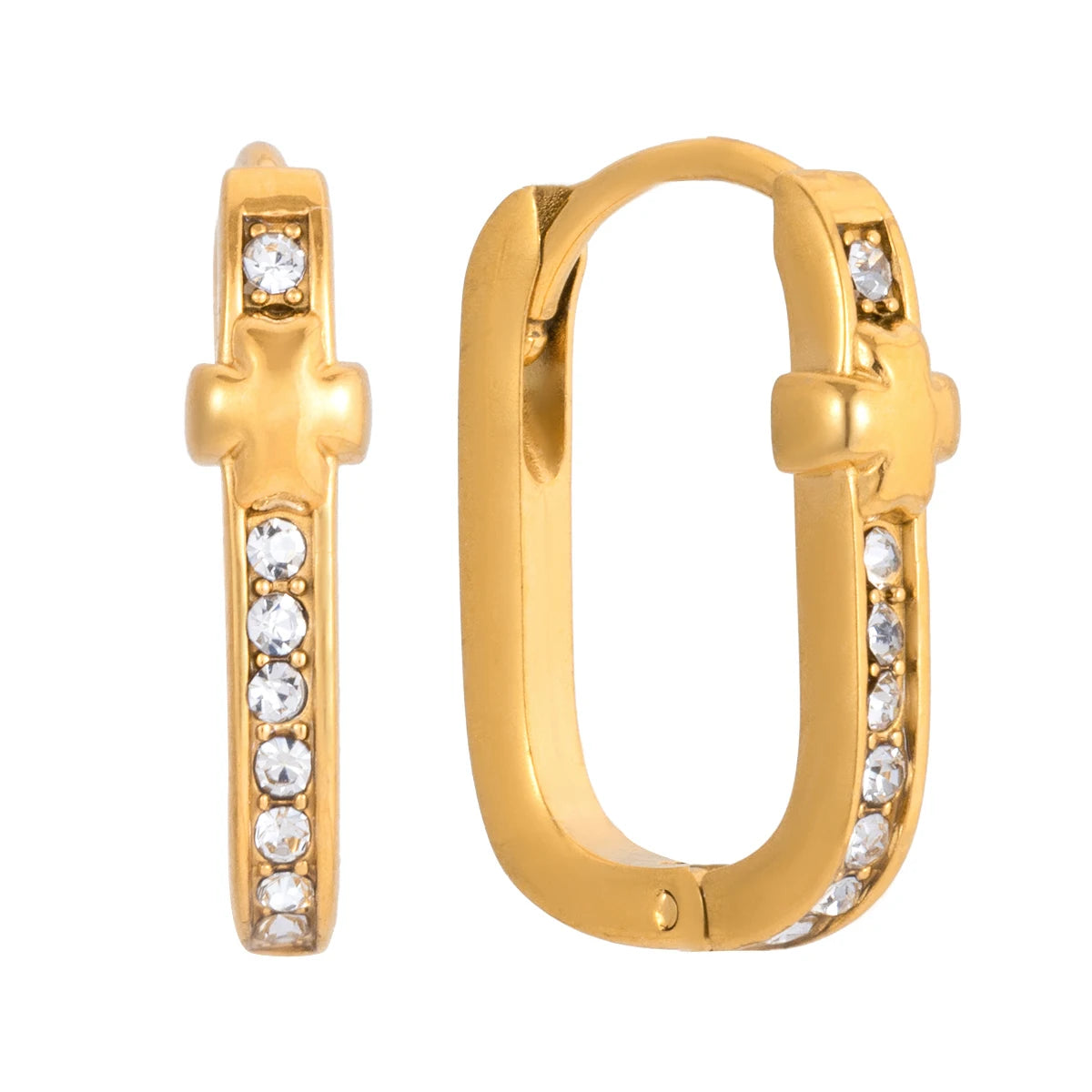 Kika Geometric Square White Rhinestone Earring