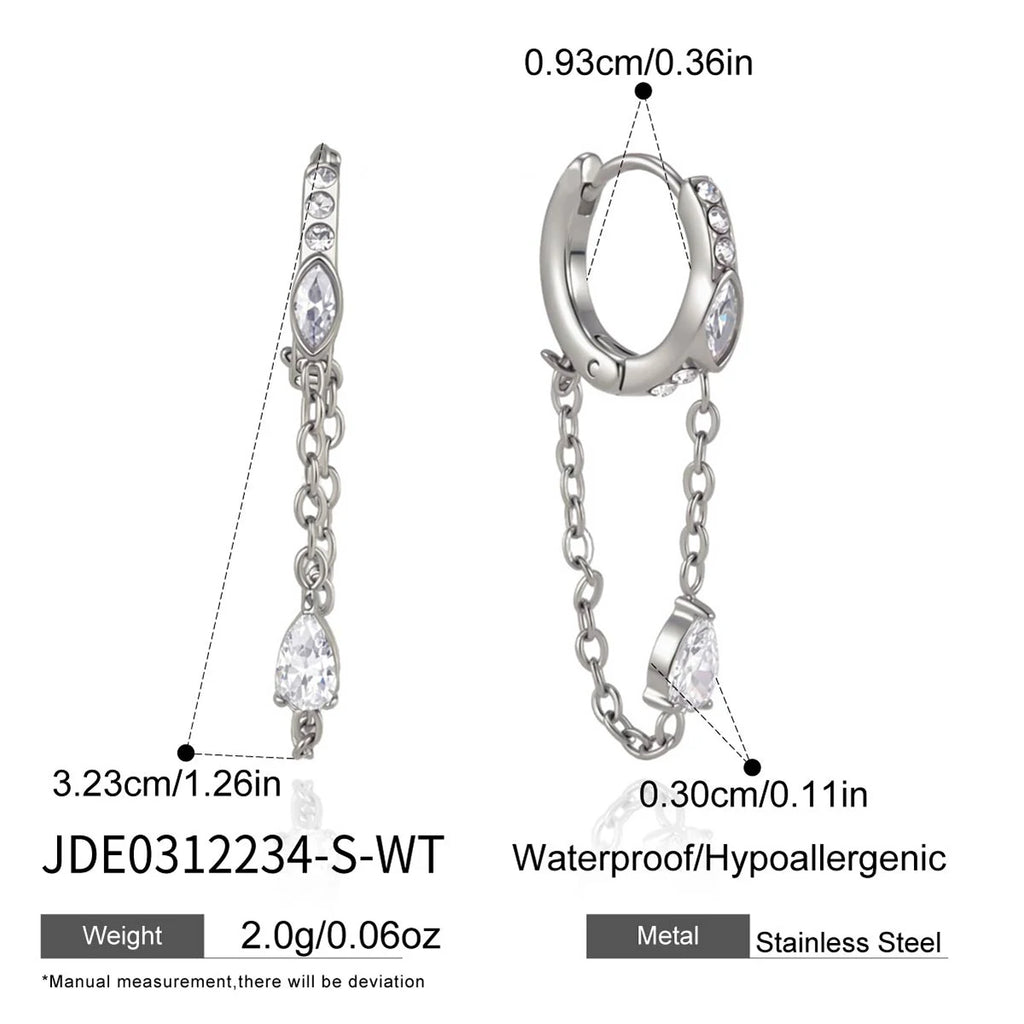 Kika Delicate White Horse Eye Zircon Tassel Earrings