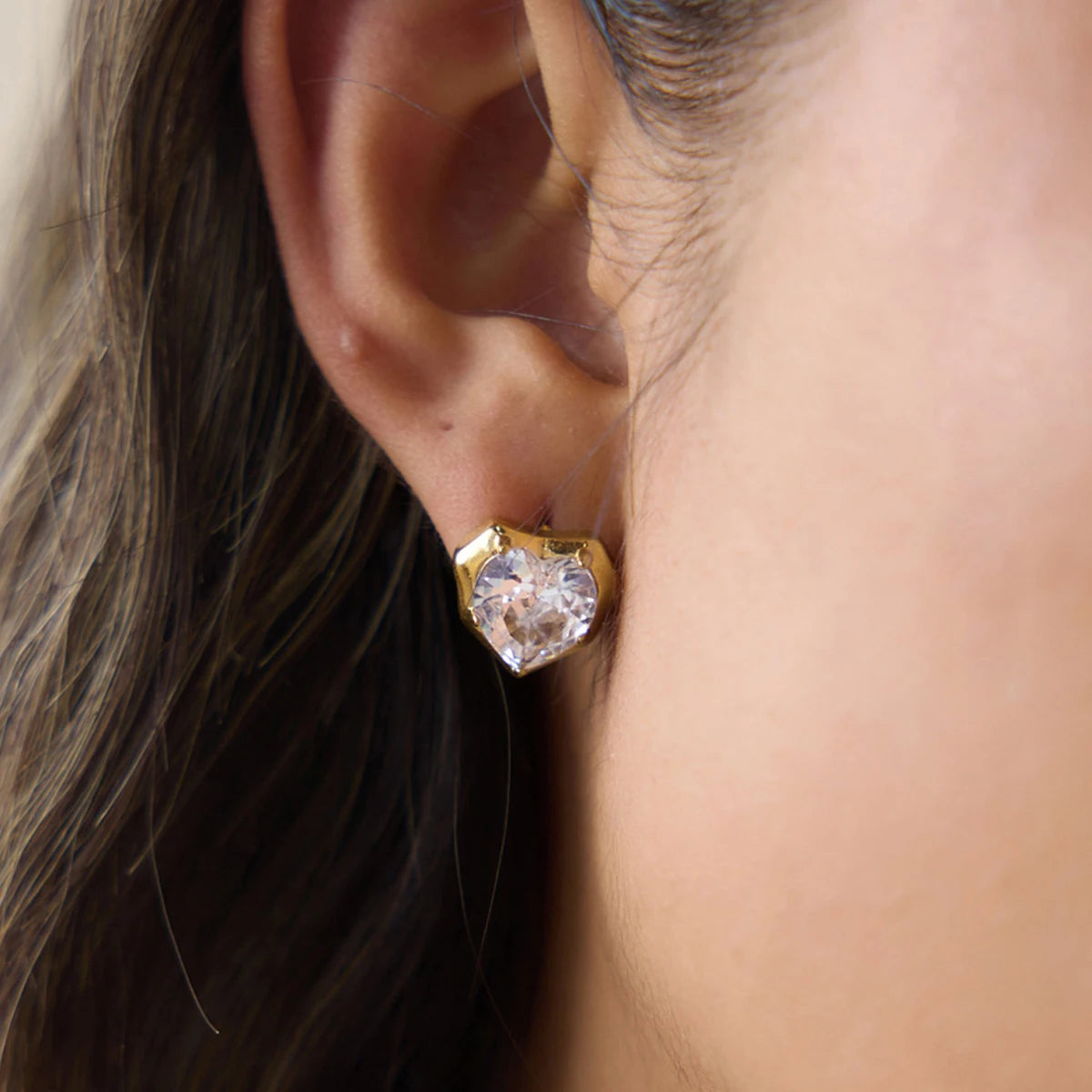 KIKA Classic Heart Geometric Zircon Stud Earrings For Women  PVD Plated Stainless Steel 316L Earrings