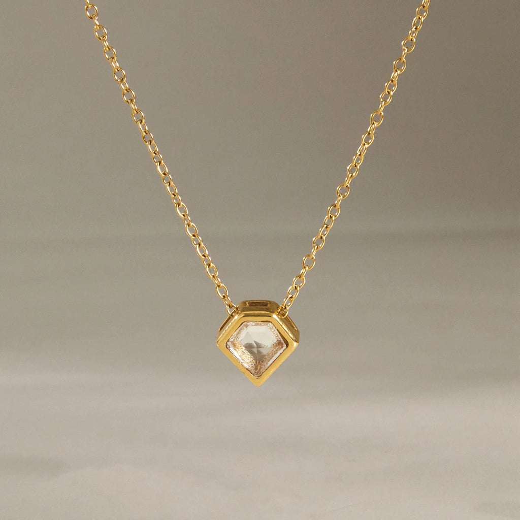 KIKA Classic Geometric Zircon Pendant Necklace PVD Gold Plated Stainless Steel 316L