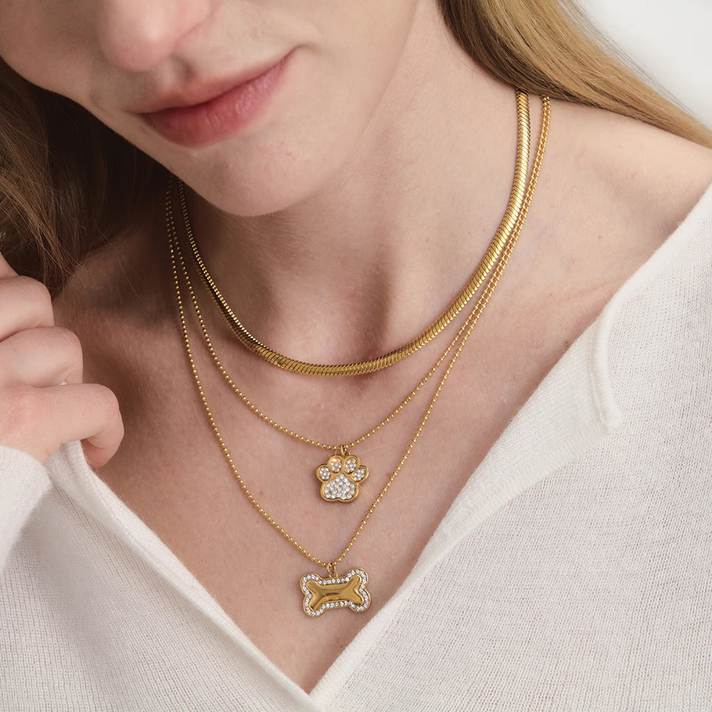 Cute Hug Dog Cat Pet Pendant Rhinestone Necklace