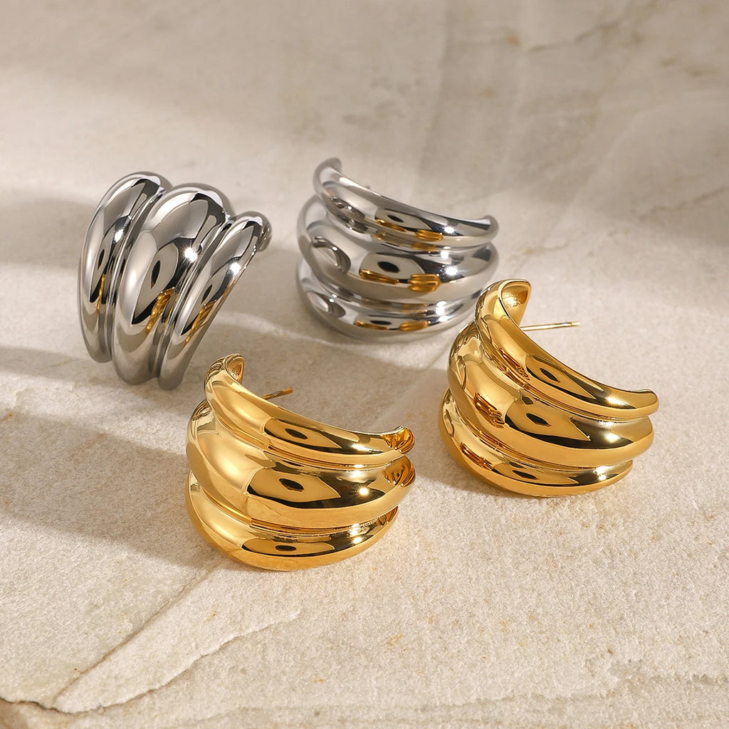 Kika Geometric Unusual Huggie Earrings