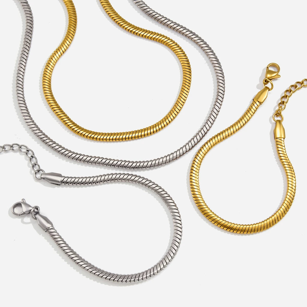 Kika Minimalism Simple Steel Color Snake Bone Chain Necklace