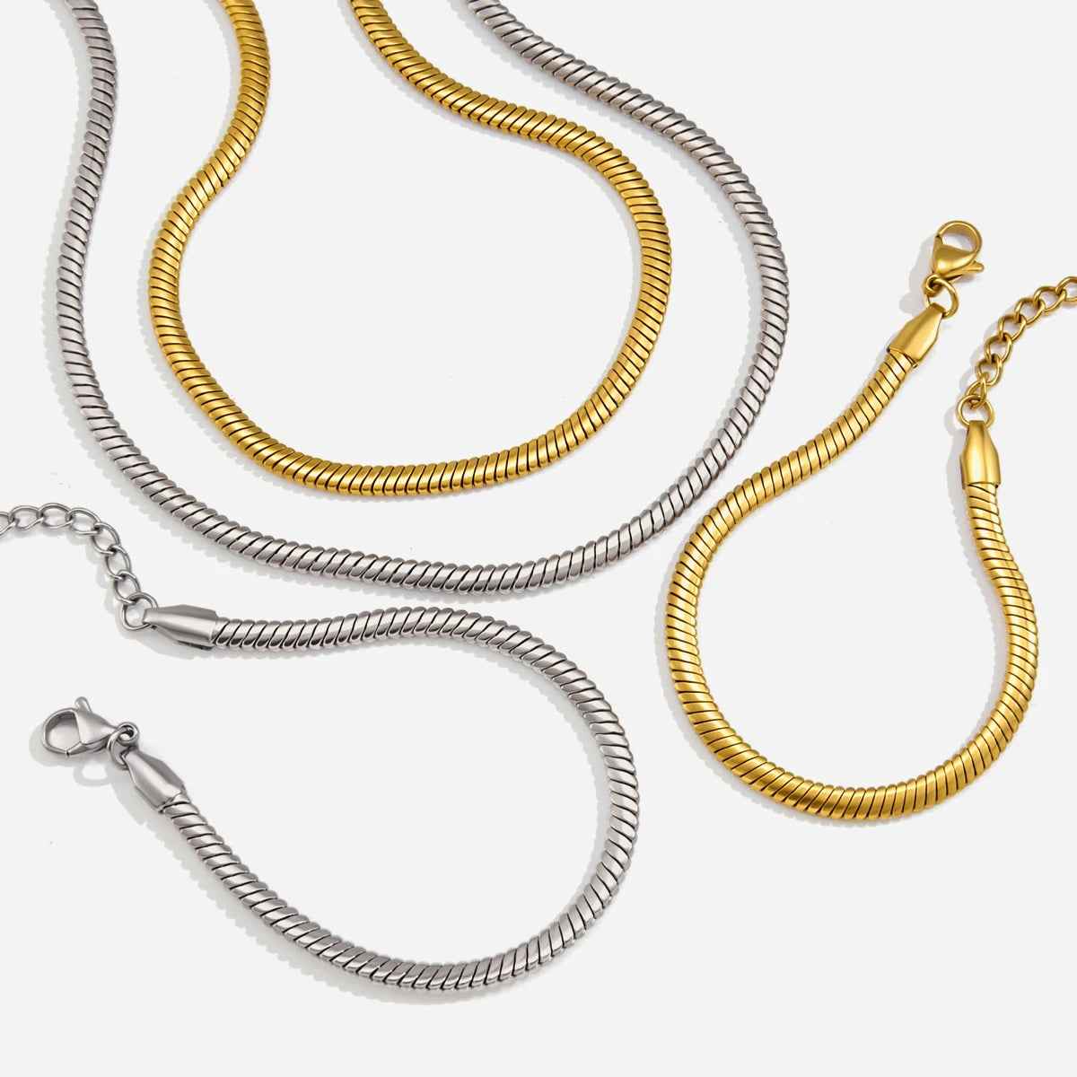 Kika Minimalism Simple Steel Color Snake Bone Chain Necklace