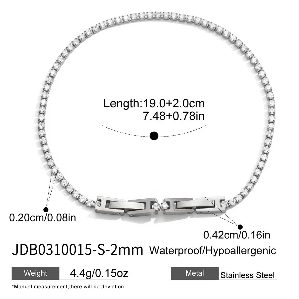 Classic White Round Zircon Tennis Ball Chain Bracelet