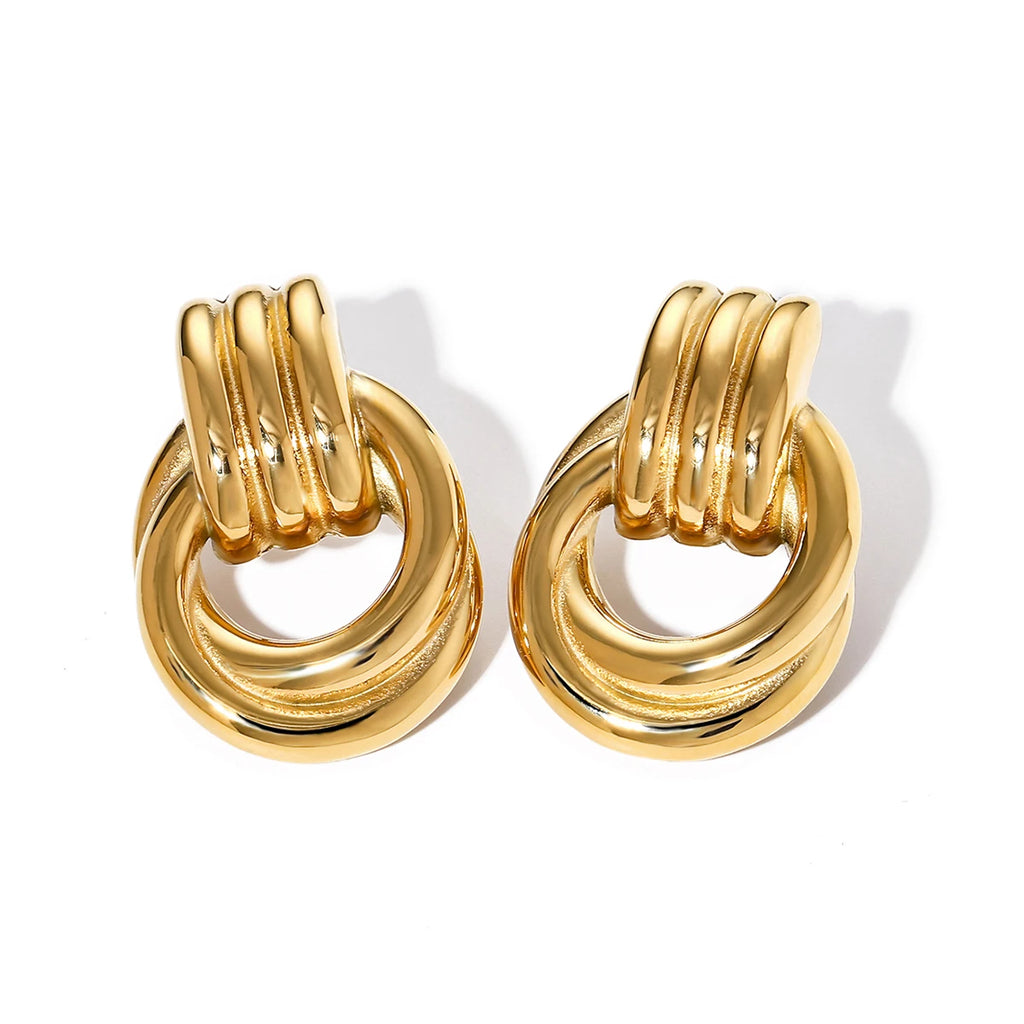 KIKA Best-Selling Waterproof 316L Stainless Steel Metal Geometric Personalized Daily Stud Earrings Gold Color Tarnish Jewelry