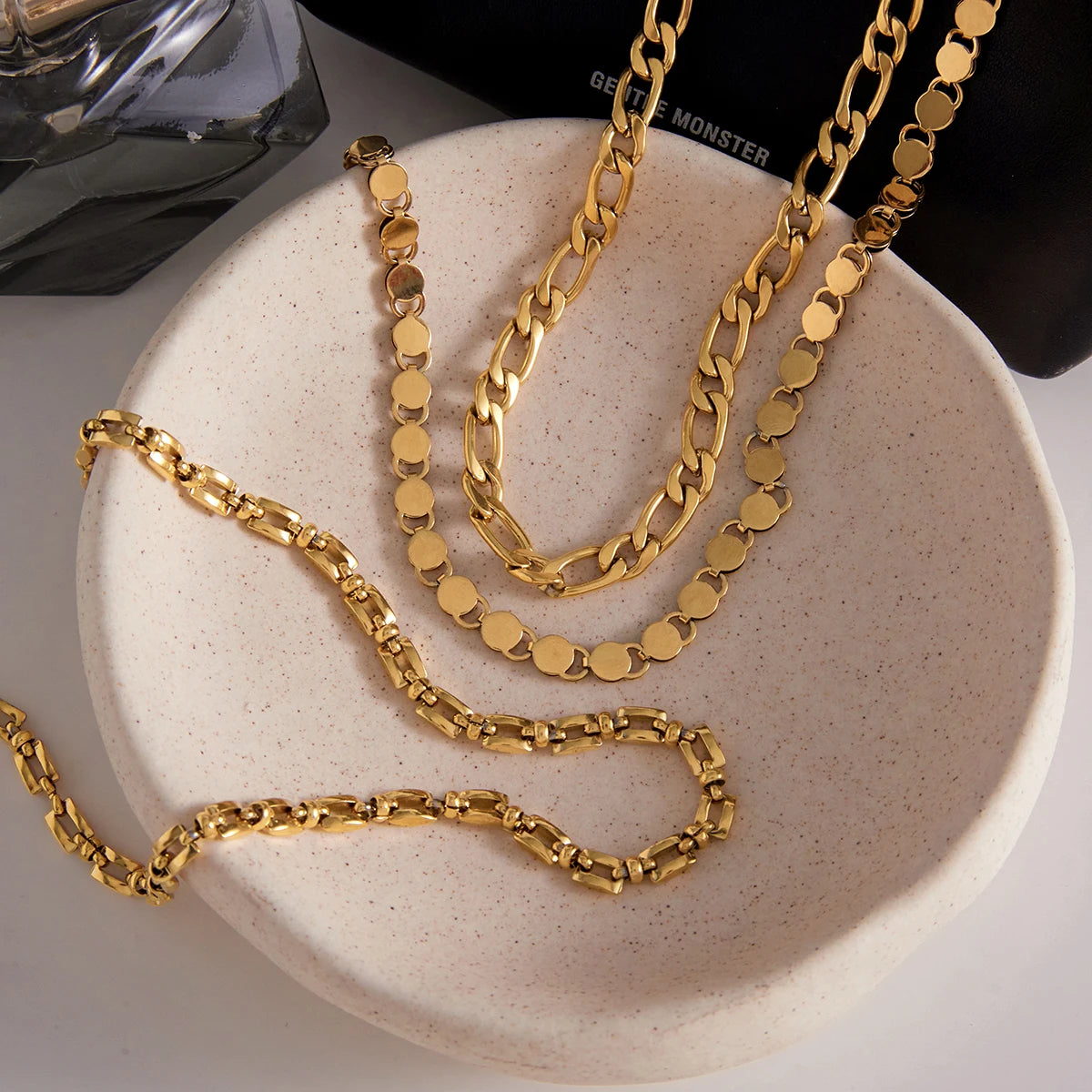Kika Minimalist18K Plated Gold Color Square Basic Chain Necklace