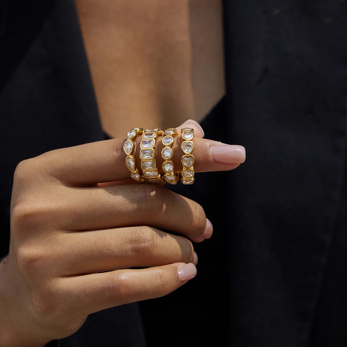 Water Drop shaped Sparkling Ring