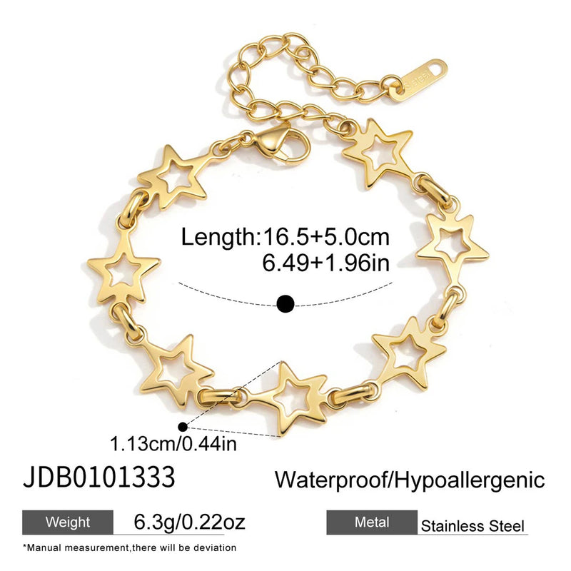 Kika Classic Hollow Out Stars Splicing Chain Necklace