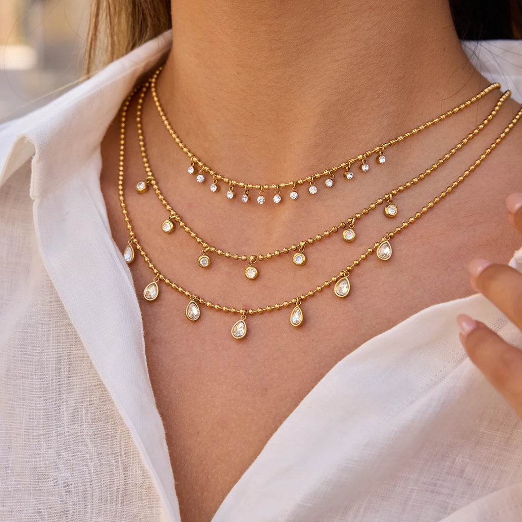 Kika Minimalist White Round Zircon Pendant Necklace