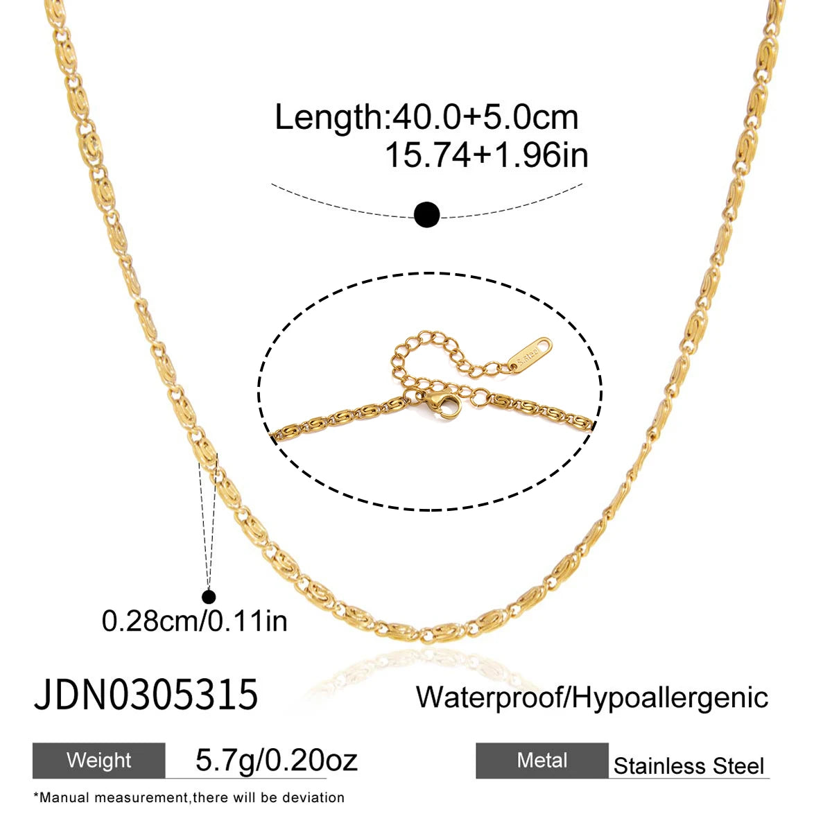 KIKA Minimalist Chain Necklace PVD Plated Stainless Steel 316L