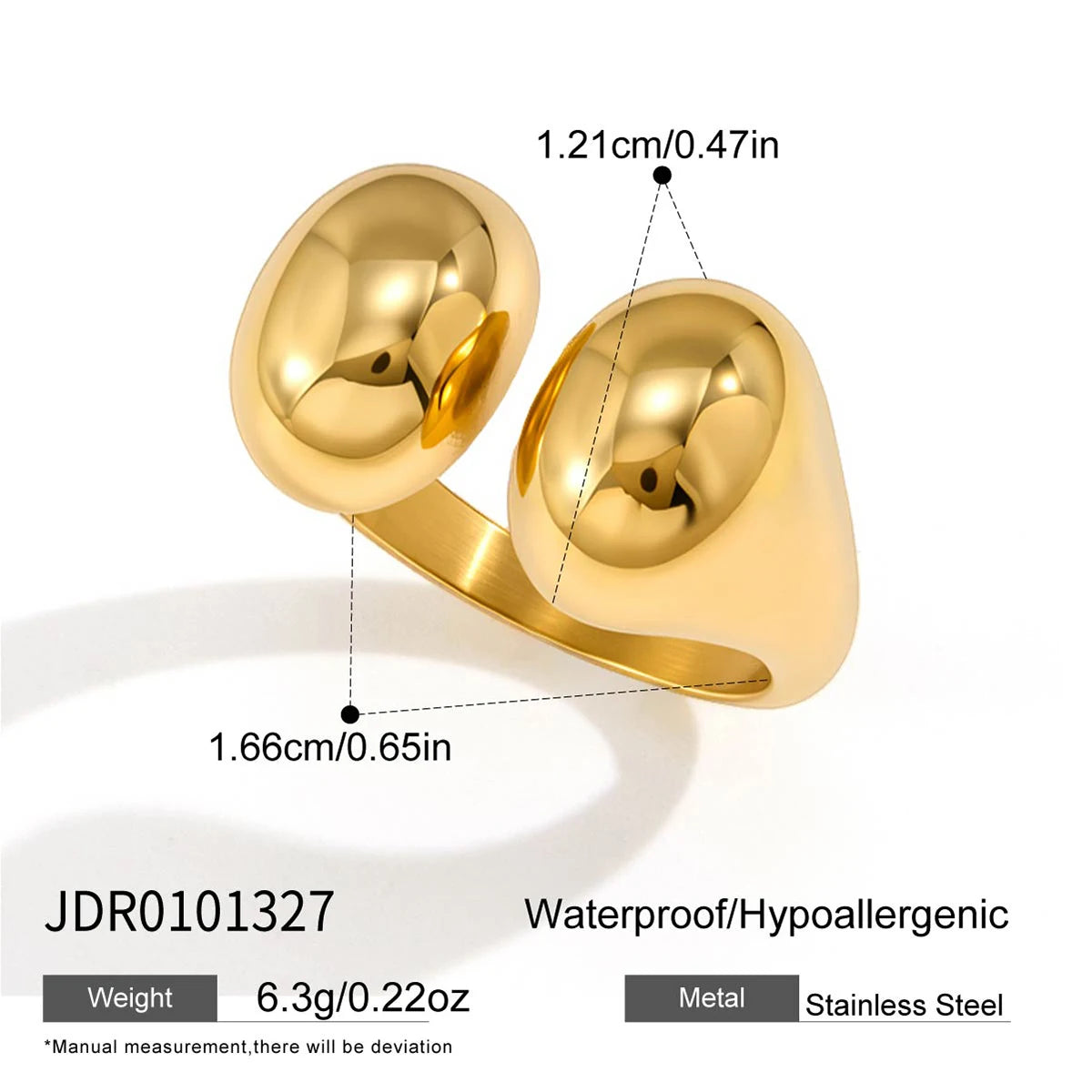KIKA Minimalism Smooth Open Ring PVD Gold Plated Stainless Steel 316L