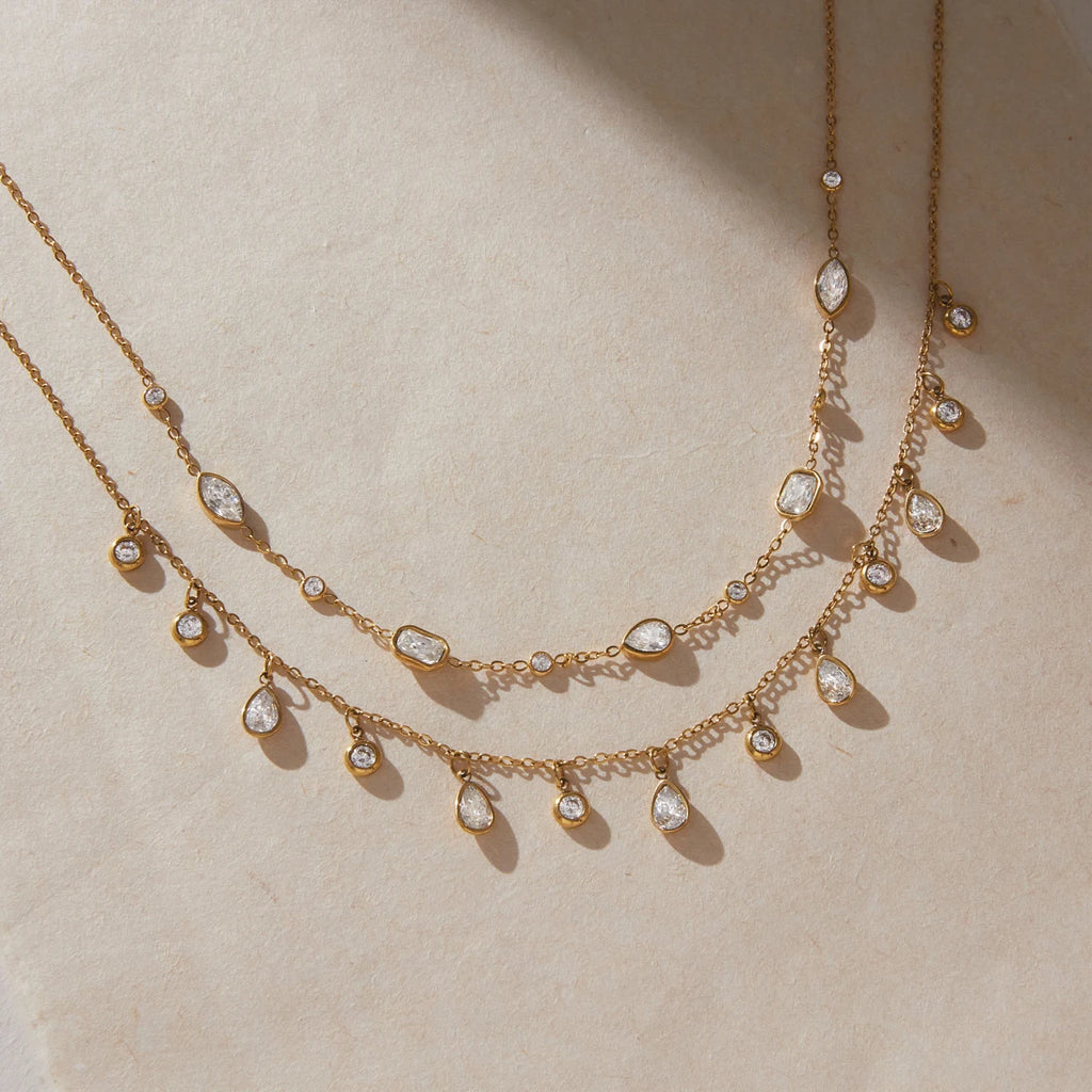 KIKA Delicate Geometric Zircon Pendant Necklace PVD Plated Stainless Steel 316L