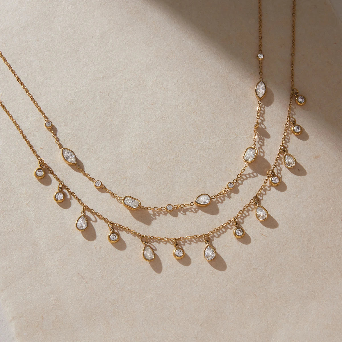 KIKA Delicate Geometric Zircon Pendant Necklace PVD Plated Stainless Steel 316L