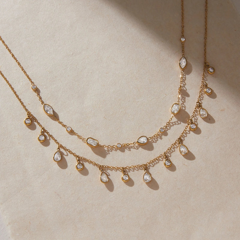 KIKA Delicate Geometric Zircon Pendant Necklace PVD Plated Stainless Steel 316L