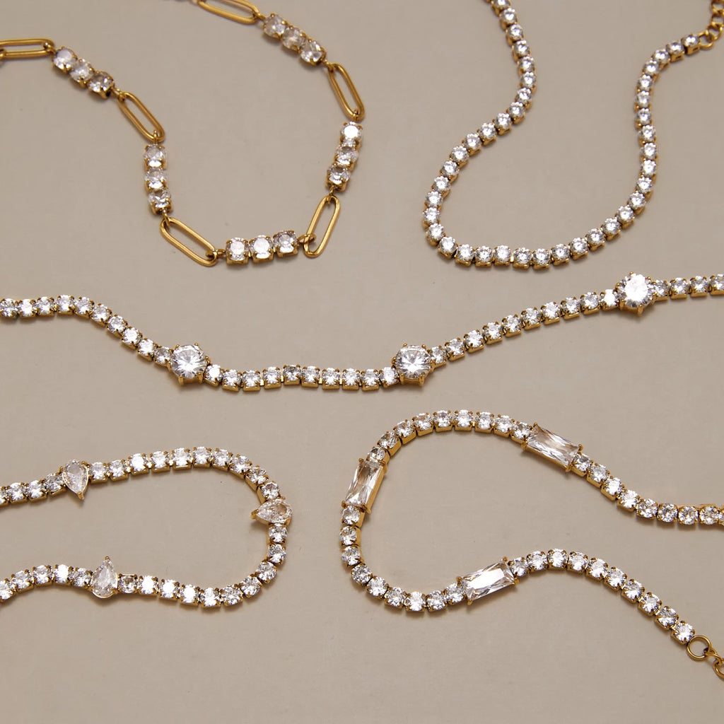 Kika Classic Zircon Tennis Chain Bracelet 18K Gold Plated Stainless Steel 316L