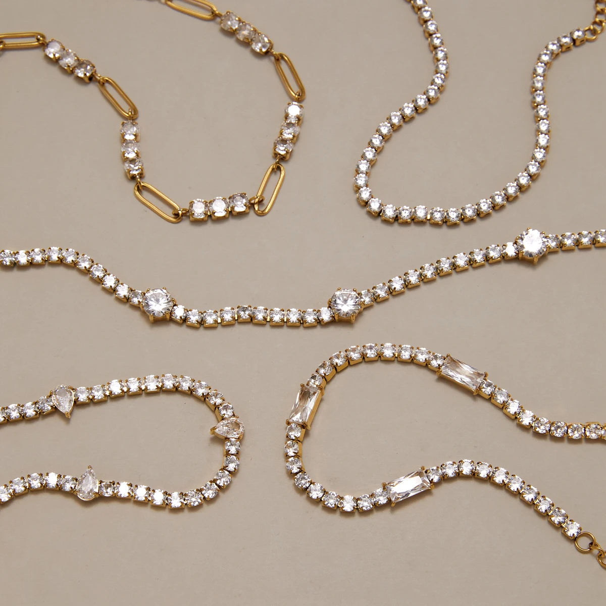 Kika Classic Zircon Tennis Chain Bracelet 18K Gold Plated Stainless Steel 316L