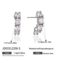 Kika Delicate Full Zircon C Shape Stud Earrings 18K Gold PVD Plated Stainless Steel 316L