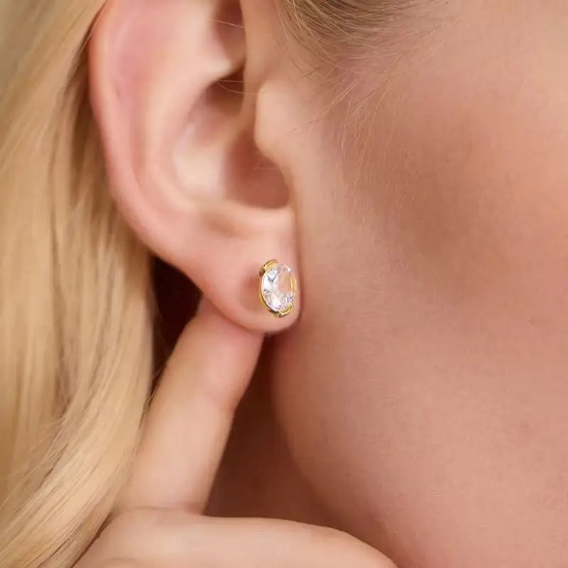 KIKA Delicate Geometric Zircon Stud Earrings For Women Minimalist 18K Gold PVD Plated Stainless Steel Earrings Fashion Jewelry