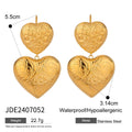 Vintage Heart Flower Texture Wave Earrings