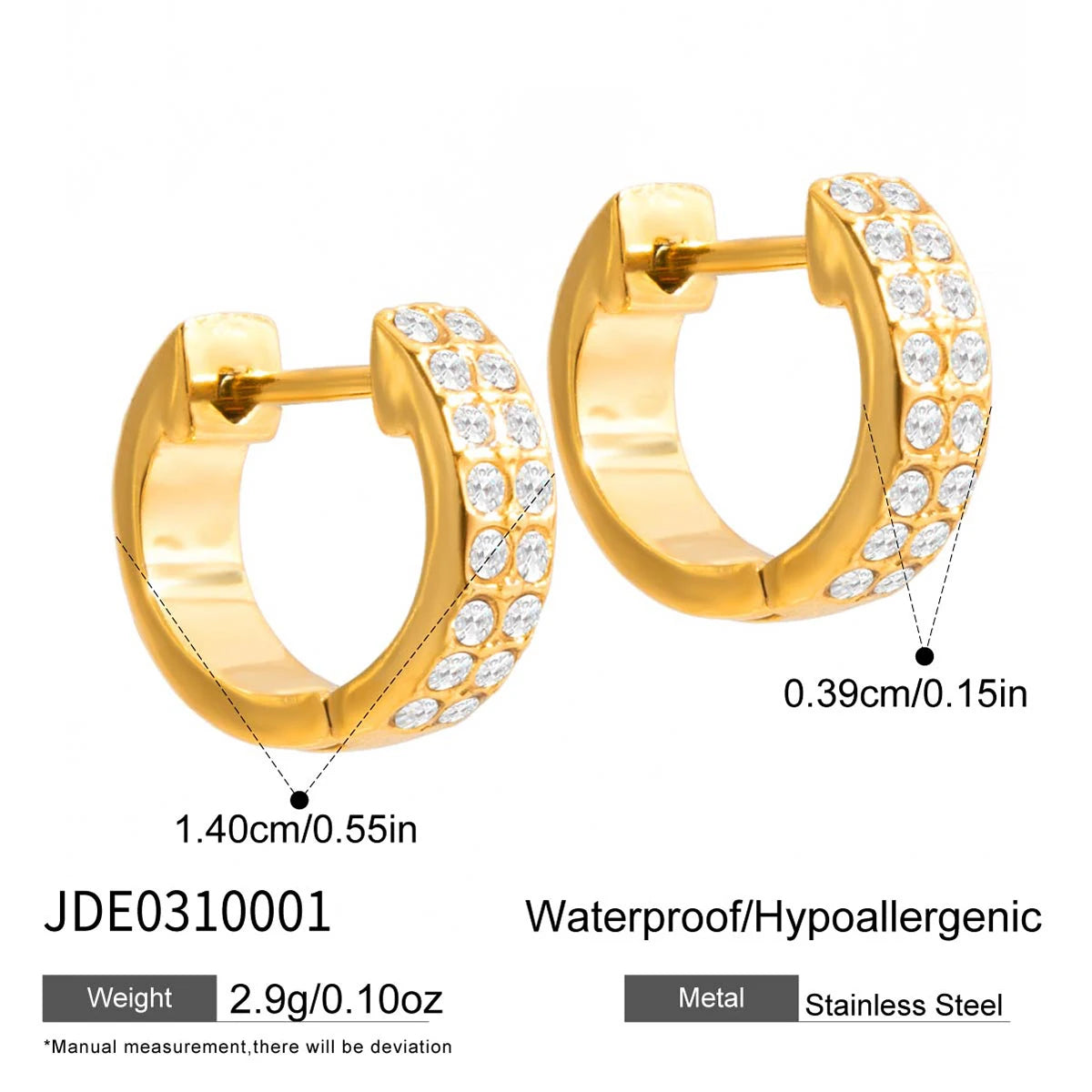 Kika U-shaped Earring With White Rhinestones Earrings